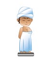 Woman with towel relaxing