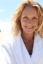 Woman in toweling robe Royalty Free Stock Photo