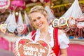 Woman in traditional Bavarian dirndl on festival