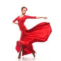 Woman traditional dancer in red dress Royalty Free Stock Photo