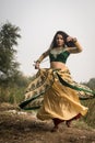Woman in traditional Indian costume lehenga choli or sari or saree Royalty Free Stock Photo