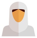 Woman in traditional muslim clothing. Flat icon