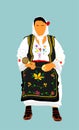 Woman in traditional Serbian dress vector illustration isolated. Serbia wears Balkan folklore culture.
