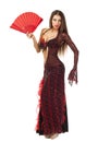 Woman traditional Spanish Flamenco dancer dancing in a red dress Royalty Free Stock Photo