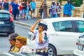 Woman traffic cop Rome city street Italy
