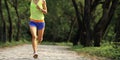 Woman trail runner legs running in forest Royalty Free Stock Photo