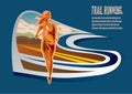 WOMAN TRAIL RUNNING MOUNTAIN VECTOR