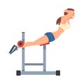 Woman Training on Abdominal Crunch Bench Vector Illustration Royalty Free Stock Photo