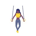 woman training with gymnastic rings