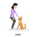 Woman training her pet dog. Good puppy Royalty Free Stock Photo