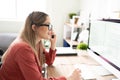 Woman translating something over the phone