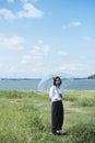 Woman and transparency umbrella Royalty Free Stock Photo