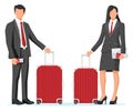 Business Woman and Man with Travel Bag