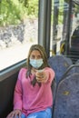 Woman travel in bus at morning