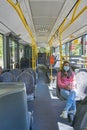 Woman travel in bus at morning