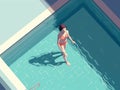 woman water character girl illustration summer holiday young person swim pool. Generative AI. Royalty Free Stock Photo