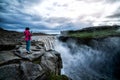 Traveler Travels to Dettifoss Waterfall in Iceland