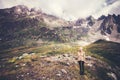 Woman Traveler mountaineering Royalty Free Stock Photo