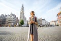 Woman traveling in Antwerpen city, Belgium