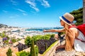 Woman traveling in Cannes Royalty Free Stock Photo