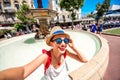Woman traveling in Cannes Royalty Free Stock Photo