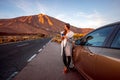 Woman traveling by car on Tenerife Royalty Free Stock Photo