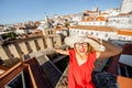 Woman traveling in Coimbra city, Portugal Royalty Free Stock Photo