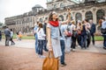 Woman traveling in Dresden city, Germany