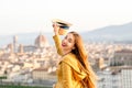 Woman traveling in Florence city