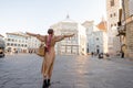 Woman traveling Italy, visiting famous Duomo cathedral in Florence Royalty Free Stock Photo