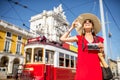 Woman traveling in Lisbon, Portugal