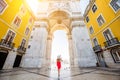 Woman traveling in Lisbon, Portugal Royalty Free Stock Photo