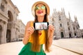 Woman traveling in Milan Royalty Free Stock Photo