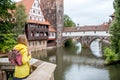 Woman traveling in Nurnberg city, Germany