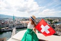 Woman traveling in Zurich city Royalty Free Stock Photo