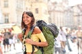 Woman traveller enjoying summer splash Royalty Free Stock Photo