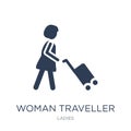 Woman Traveller icon. Trendy flat vector Woman Traveller icon on