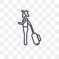 Woman Traveller vector icon isolated on transparent background,