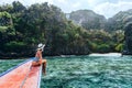 Woman travelling on the boat in Asia Royalty Free Stock Photo