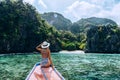 Woman travelling on the boat in Asia Royalty Free Stock Photo