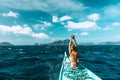 Woman travelling on the boat in Asia Royalty Free Stock Photo