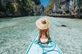 Woman travelling on the boat in Asia Royalty Free Stock Photo