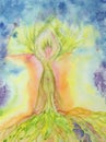 Woman tree of life with aura.