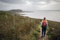 Woman trekking on arran scotland