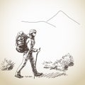 Woman trekking with backpack