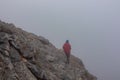 Woman trekking on mystical hiking trail leading to Mount Olympus Mytikas, Skala, Stefani in Mt Olympus National Park Royalty Free Stock Photo