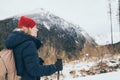 Woman trekking in High Tatra mountains in winter, Slovakia Royalty Free Stock Photo