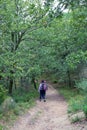 Woman trekking , Troina, Sicily, Italy,