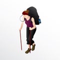 Woman trekking. Vector illustration decorative design