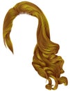 Woman trendy long curly hairs wig bright yellow colors .retro st